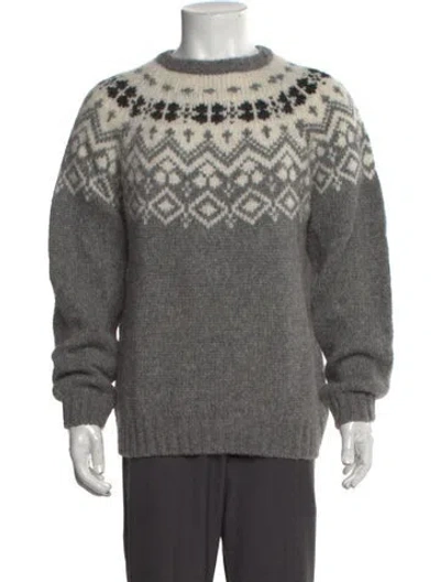 Pre-owned Gant Alpaca Patterned Pullover In Gray