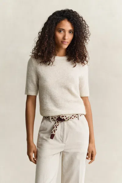 Gant Alpaca Wool Blend Short Sleeve Sweater In Beige