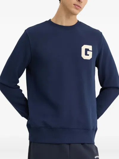 Gant Appliqué Crew-neck Sweatshirt In Blue