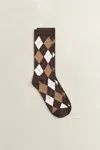 Gant Argyle Check Socks In Brown