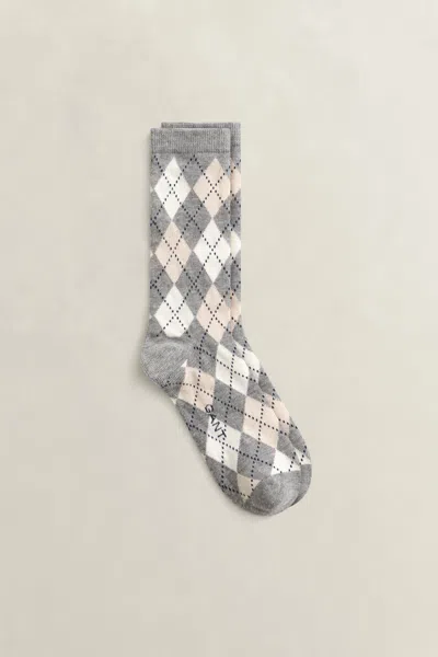 Gant Argyle Check Socks In Dark Grey