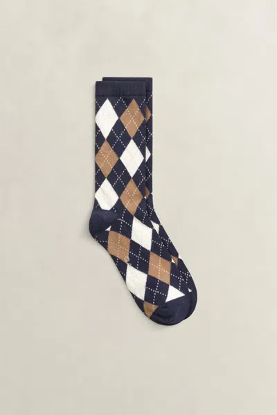Gant Argyle Check Socks In Navy