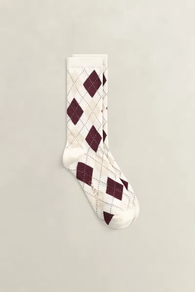 Gant Argyle Check Socks In Off White