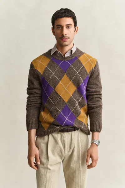 Gant Argyle Nepps Crew Neck Sweater In Multi