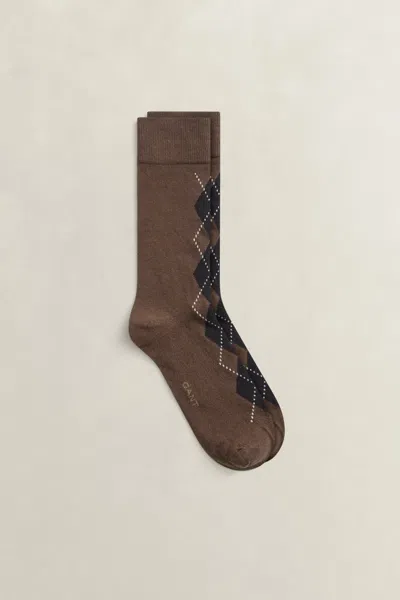Gant Argyle Socks In Shadow Brown