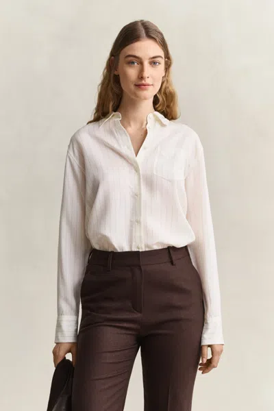 Gant Back Fold Detail Shirt In White