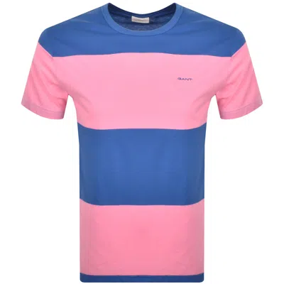 Gant Mens Short Sleeve Bar Stripe T-shirt In 649 Clear Pink