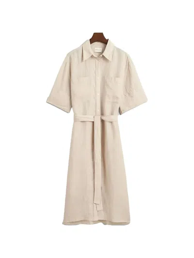 Gant Belted Midi Shirt Dress In Gray