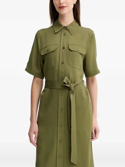 Gant Belted Shirt Dress In Green
