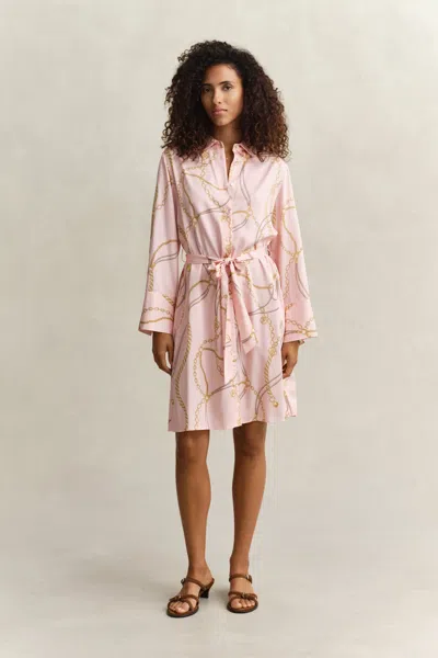 Gant Belted Shirt Dress In Pink