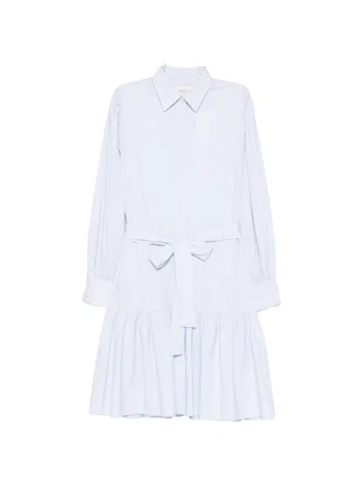 Gant Belted Striped-pattern Mini Dress In White