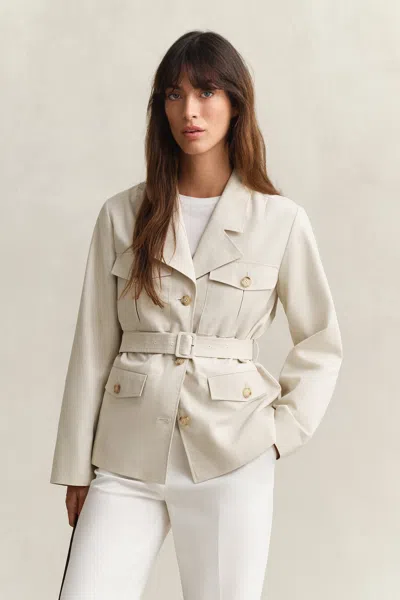 Gant Belted Utility Jacket In Neutral
