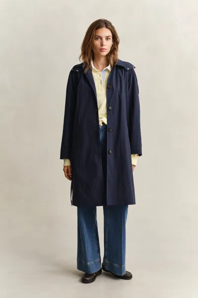 Gant Belted Wind Coat In Blue
