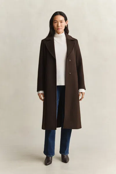 Gant Belted Wool Blend Coat In Brown