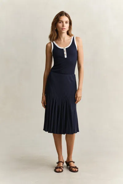 Gant Bias Cut Flared Skirt In Black