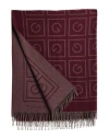 Gant Blanket Or Cover Burgundy Size - Recycled Cotton, Lambswool, Acrylic, Polyester
