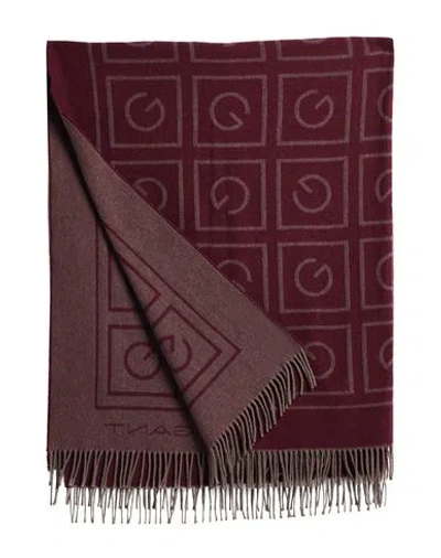 Gant Blanket Or Cover Burgundy Size - Recycled Cotton, Lambswool, Acrylic, Polyester In Red
