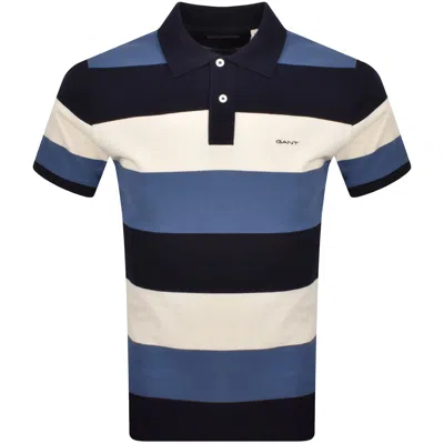 Gant Block Stripe Polo T Shirt Navy