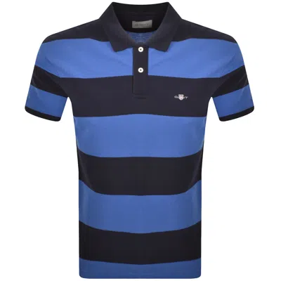 Gant Block Stripe Polo T Shirt Rich Blue
