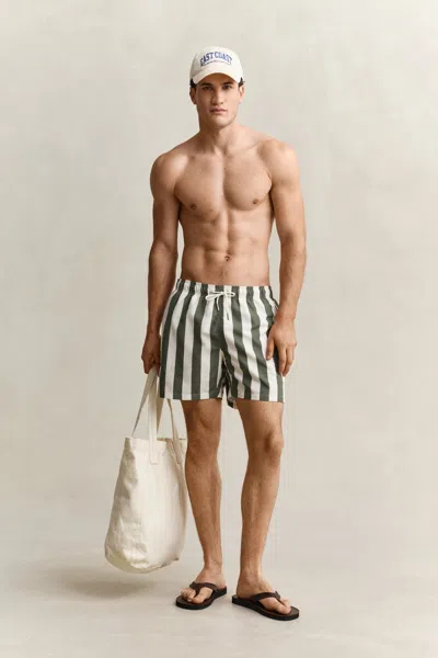 Gant Block Striped Swim Shorts In Multi