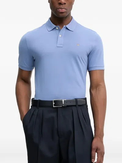 Gant 로고 자수 폴로 셔츠 In Blue