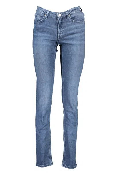 Gant Chic Faded Button-zip Women's Jeans In Blue