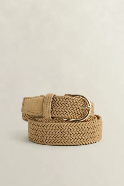 Gant Braided Elastic Belt In Brown