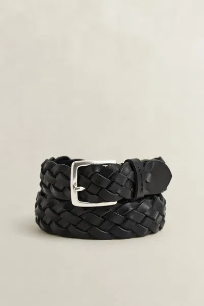 Gant Braided Leather Belt In Black