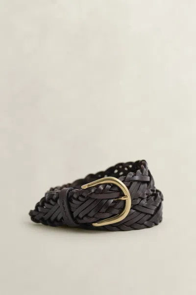 Gant Braided Leather Belt In Brown