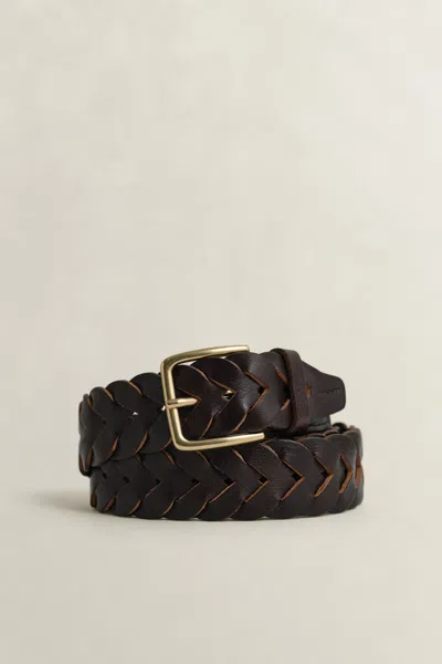 Gant Braided Leather Belt In Brown