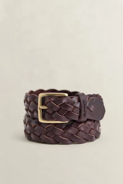 Gant Braided Leather Belt In Brown