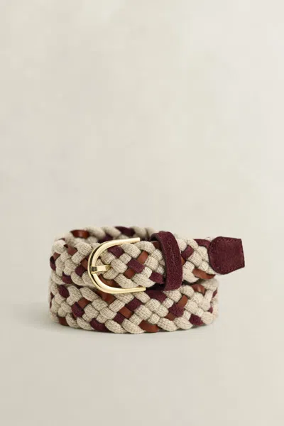 Gant Braided Leather Mix Belt In Brown