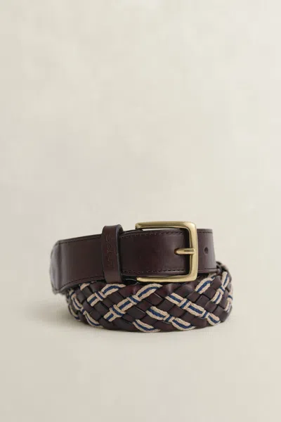 Gant Braided Multicolored Belt In Brown
