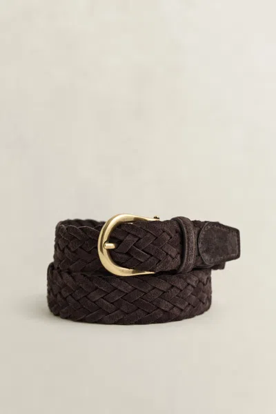 Gant Braided Suede Belt In Brown