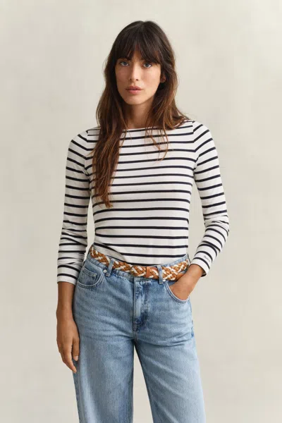 Gant Breton Striped Long Sleeve T-shirt In Multi