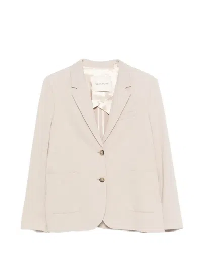 Gant Button Blazer In Neutral