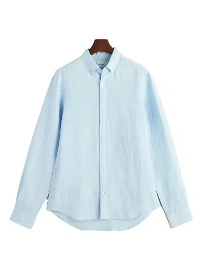 Gant Button-down Long-sleeved Shirt In Blue