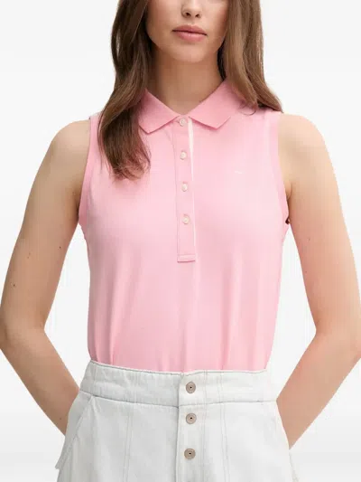 Gant Button Sleeveless Polo Shirt In Pink