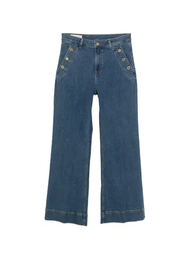 Gant Button-detail Flare Jeans In Blue