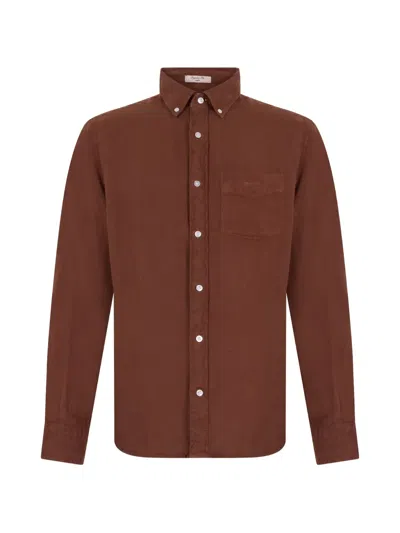 Gant Button-down Linen Shirt In Brown
