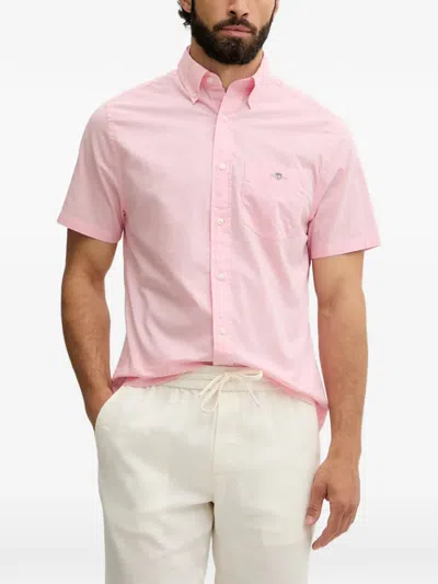 Gant Button-down Short-sleeve Shirt In Pink