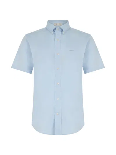 Gant Button-down Short-sleeved Shirt In Blue