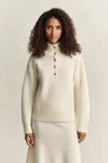 Gant Buttoned Lambswool Sweater In Cream