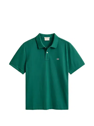 Gant Logo-embroidered Polo Shirt In Green