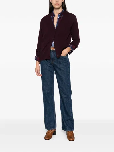 Gant Button-fastening Cardigan In Burgundy