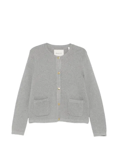 Gant Button-up Patch-pocket Cardigan In Gray