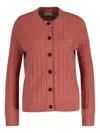 Gant Cable Knit Cardigan In Pink
