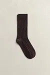 Gant Cable Knit Socks In Brown