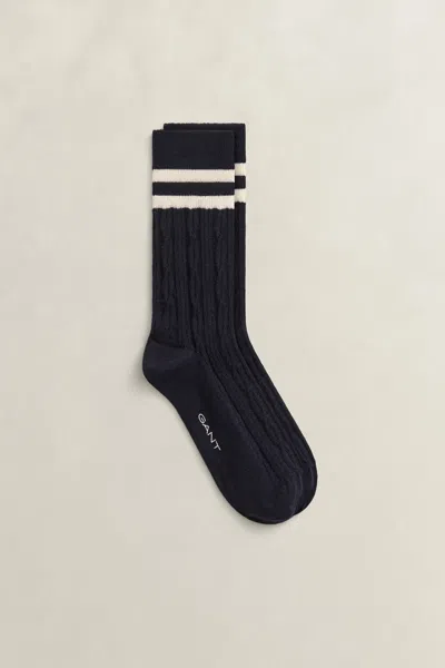Gant Cable Knit Sport Socks In Navy