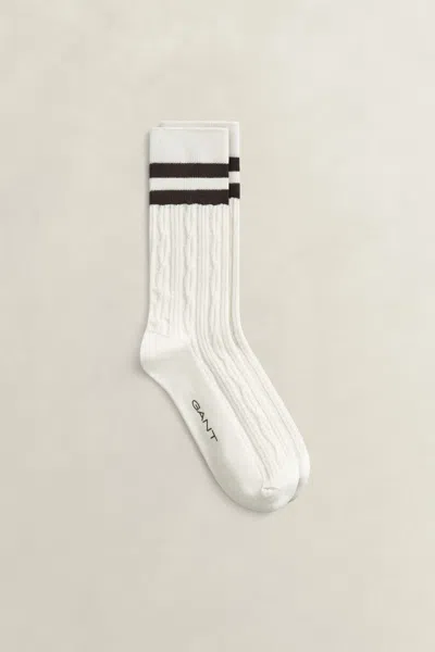 Gant Cable Knit Sport Socks In Off White